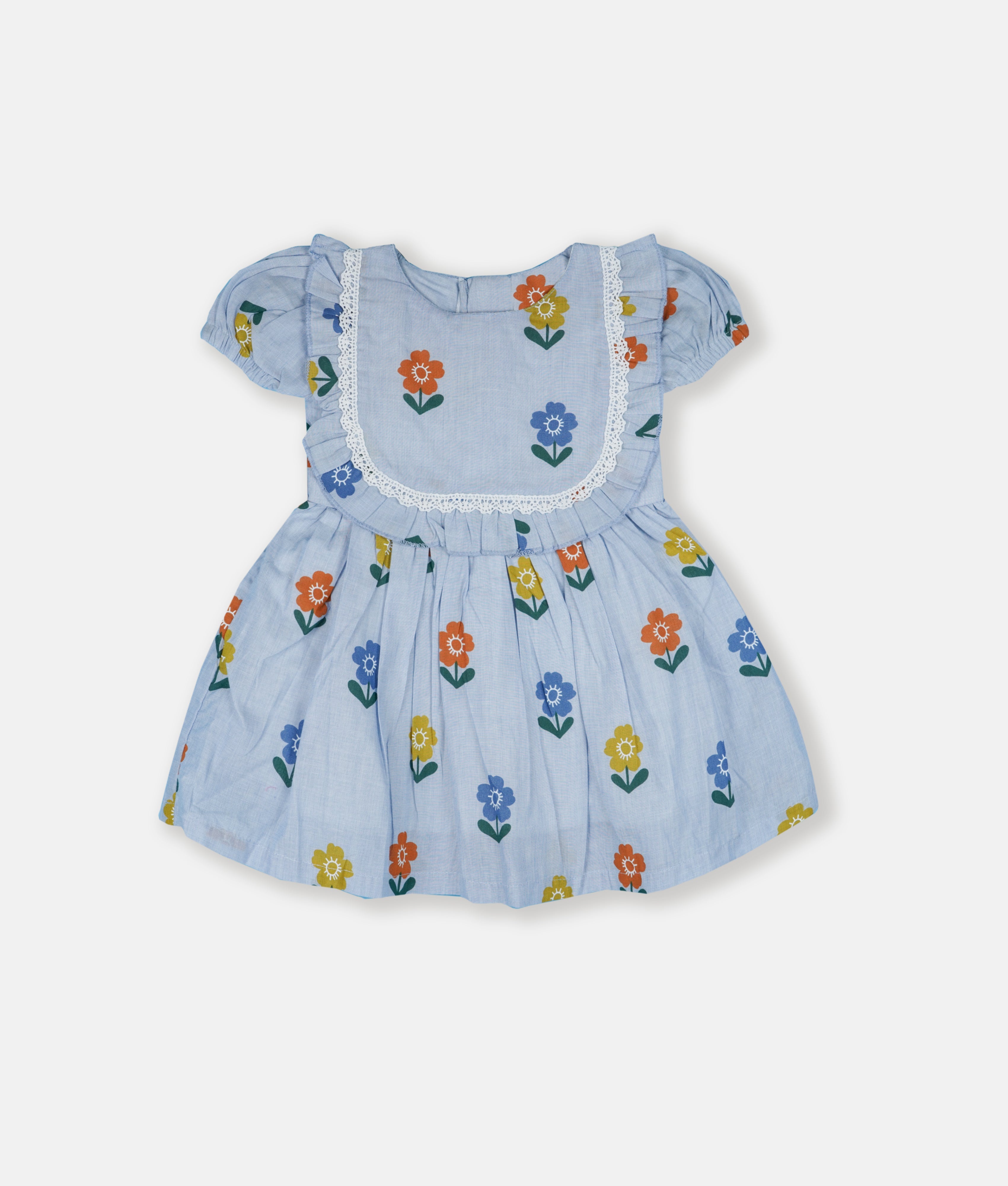 Elegant Smockers LK | Blue Stunning Flower Garden Girls Dress | Sri Lanka