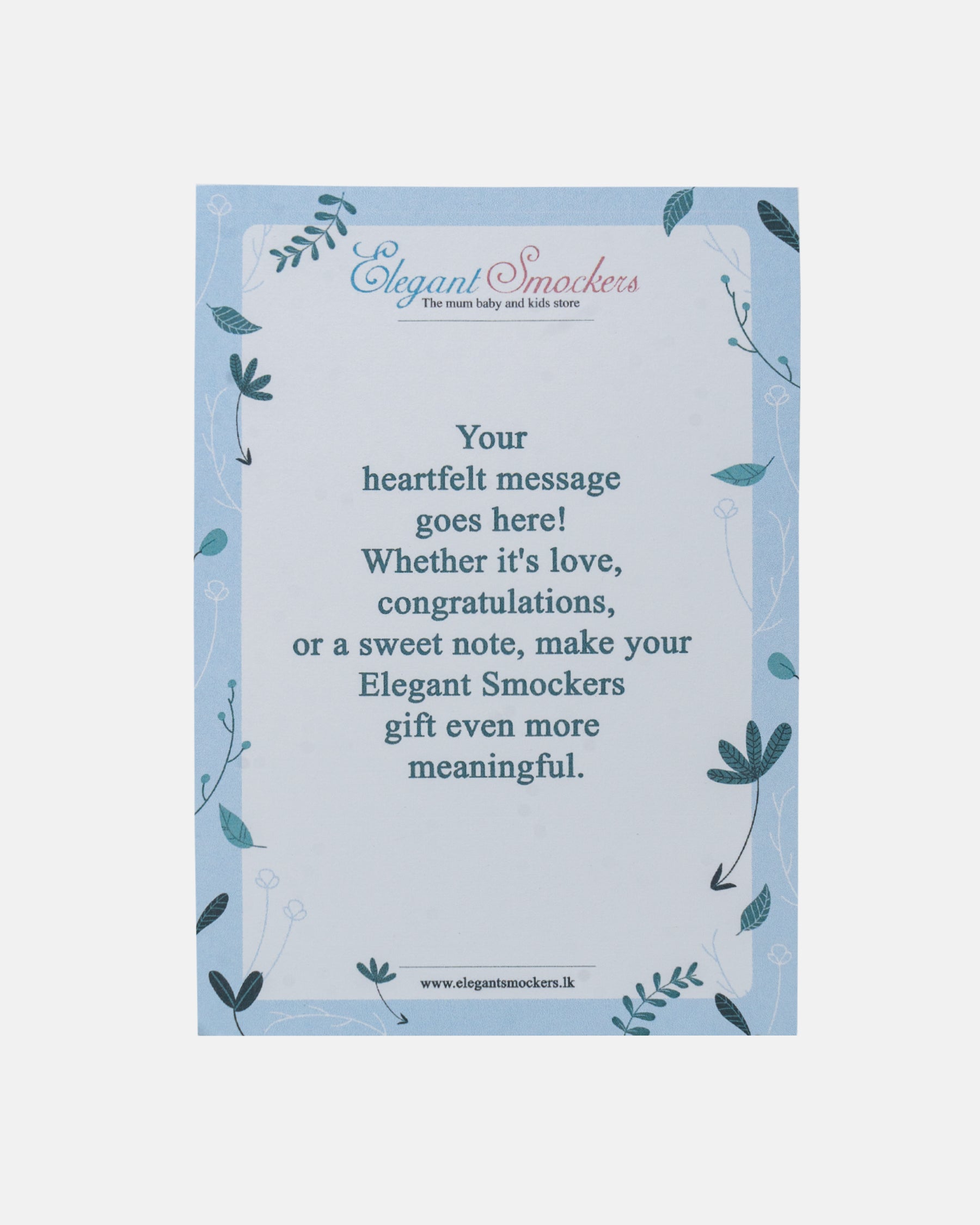 Elegant Smockers LK | Personalised Gift Message | Sri Lanka