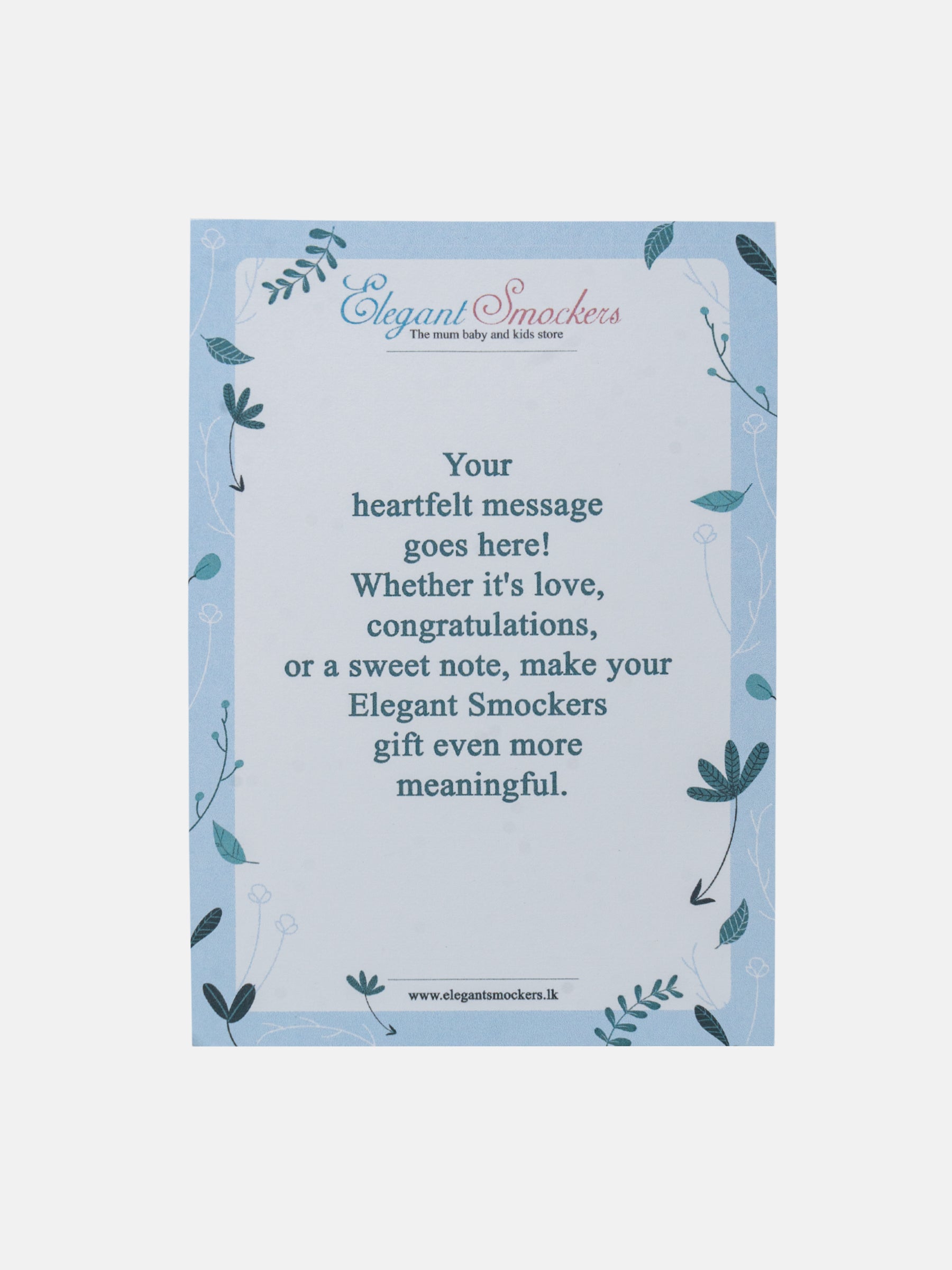 Elegant Smockers LK | Personalised Gift Message | Sri Lanka