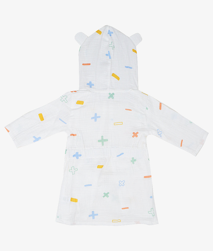 Elegant Smockers LK | Baby Bath Robe - Plus & Minus Print - 6-9 Months | Sri Lanka