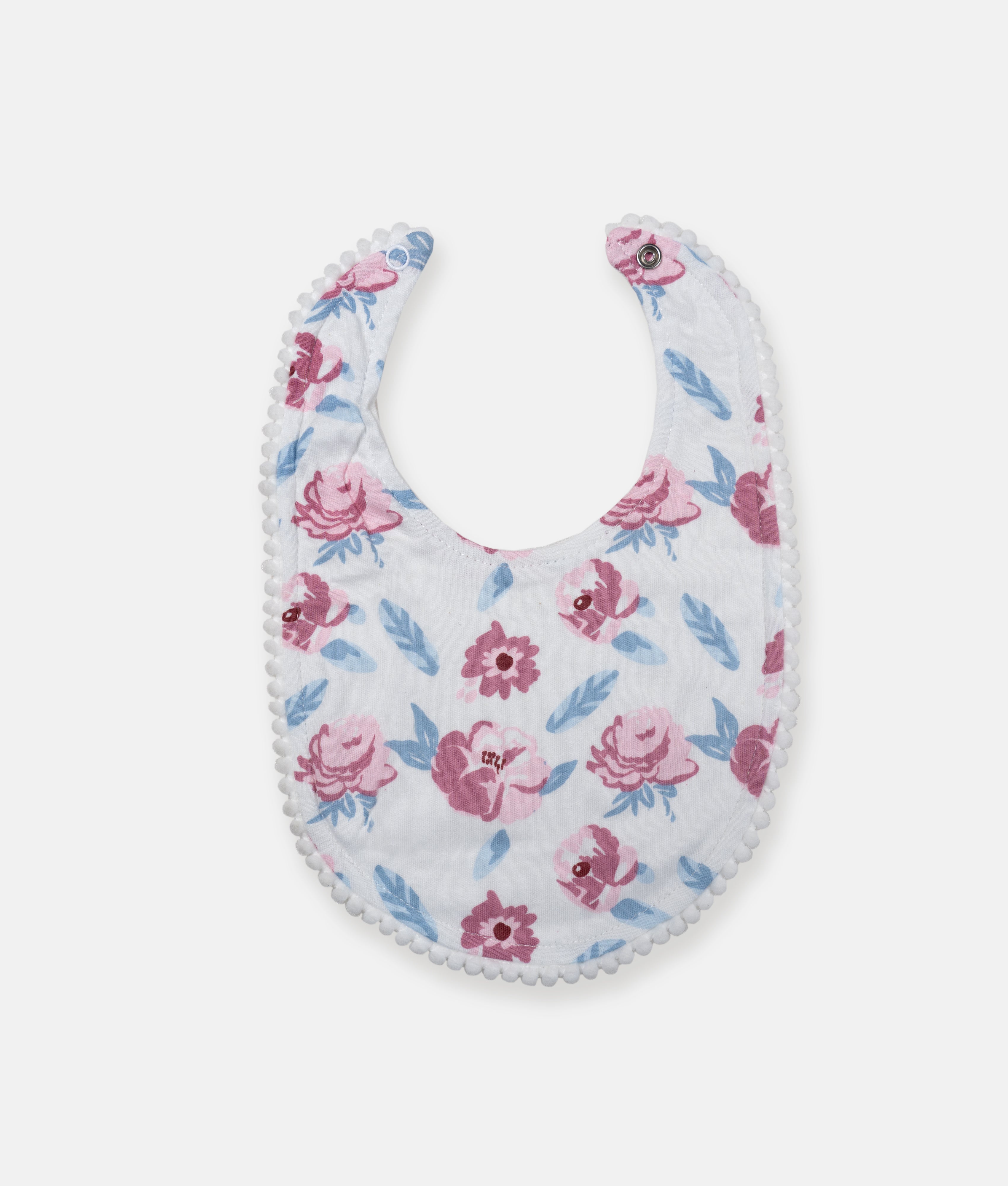 Elegant Smockers LK | Baby Bib & Spoon Set - Pink Blue Floral Print | Sri Lanka