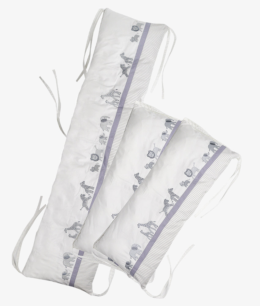 Elegant Smockers LK | Baby Cot Bumpers – Grey Safari Theme | Sri Lanka