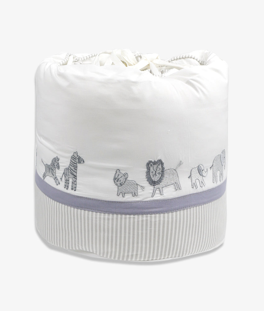 Elegant Smockers LK | Baby Cot Bumpers – Grey Safari Theme | Sri Lanka