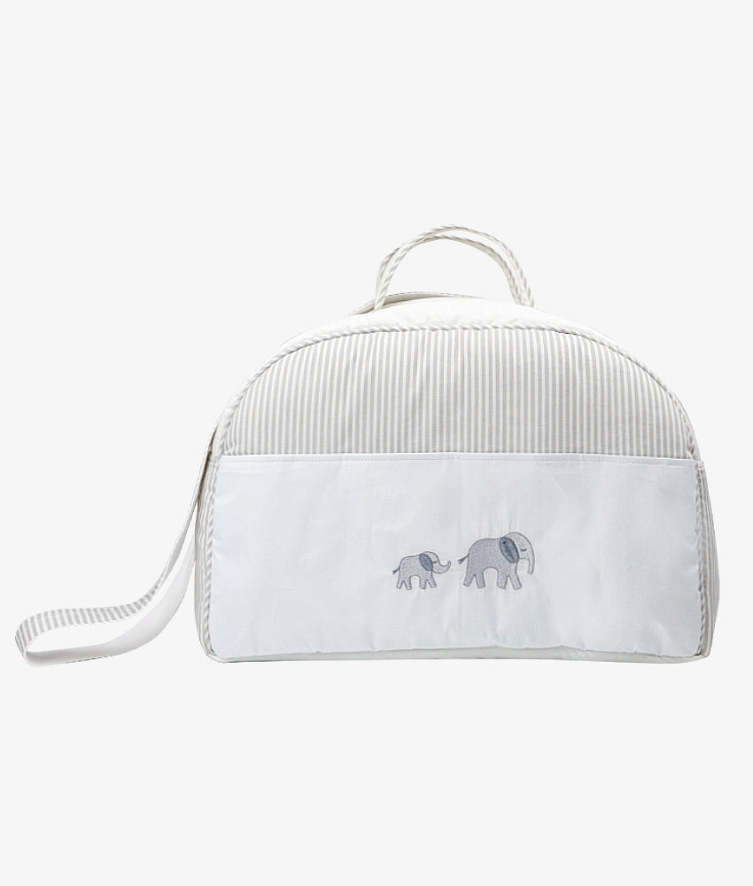 Elegant Smockers LK | Baby Duffel Bag (XL) – Grey Safari Theme | Sri Lanka