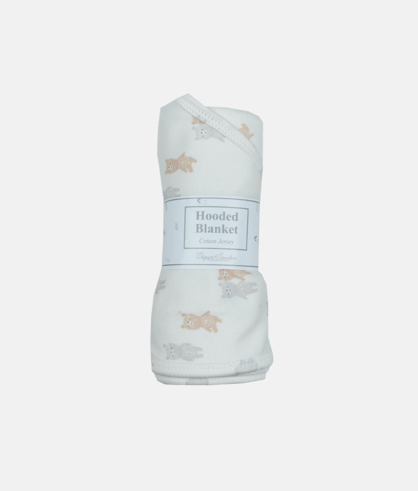 Elegant Smockers LK | Baby Hooded Blanket - Bear Print | Sri Lanka