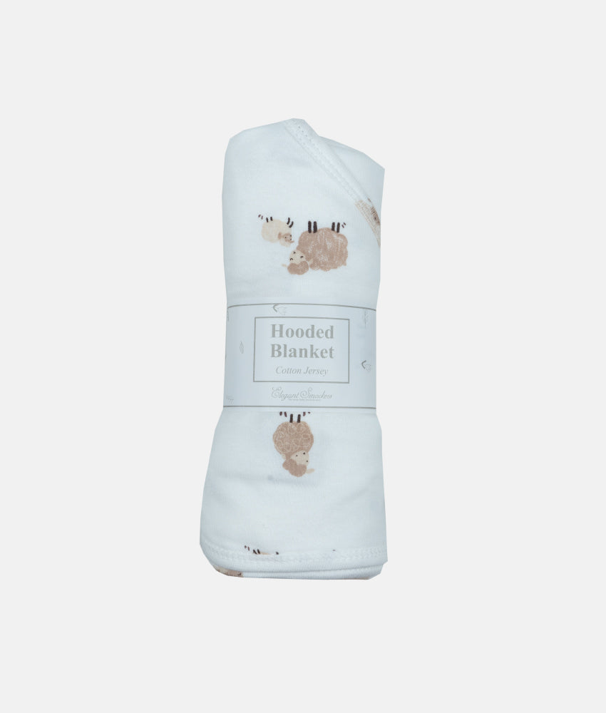 Elegant Smockers LK | Baby Hooded Blanket - Beige Sheep Print | Sri Lanka