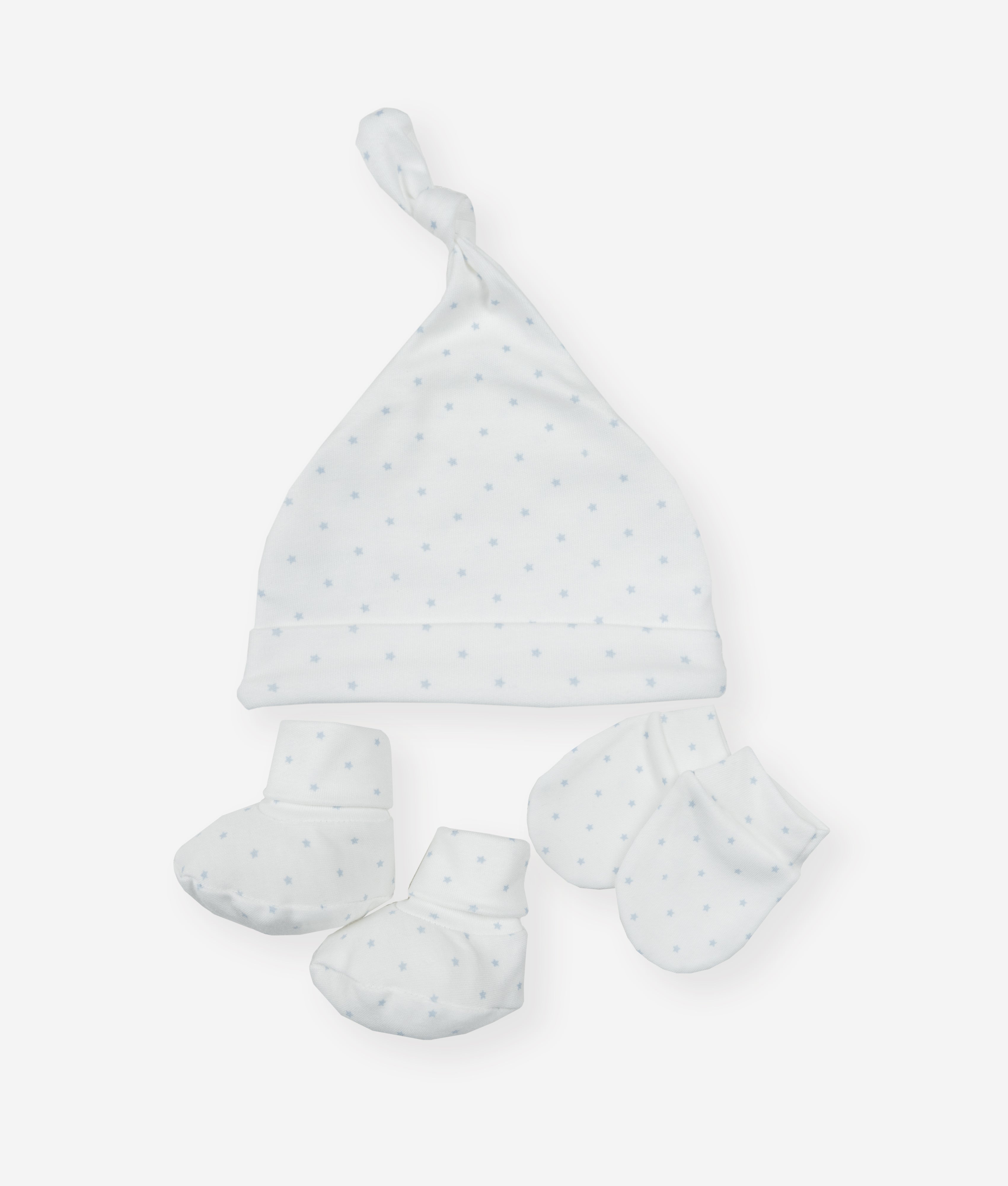 Elegant Smockers LK | Baby Socks,Mittens & Cap Set - Pastel Blue Stars | Sri Lanka