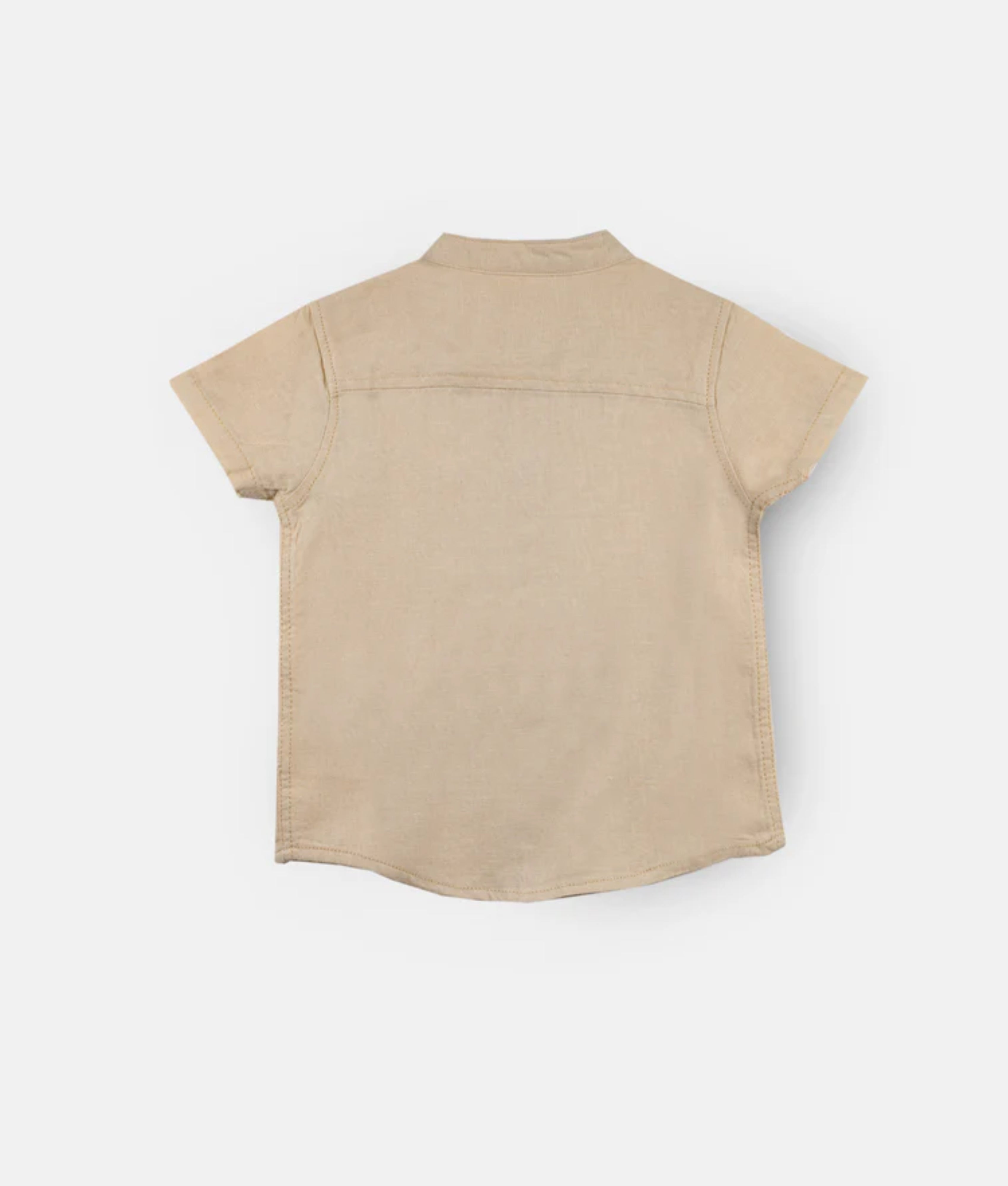Elegant Smockers LK | Beige Chinese Collar Short Sleeved Boys Shirt | Sri Lanka