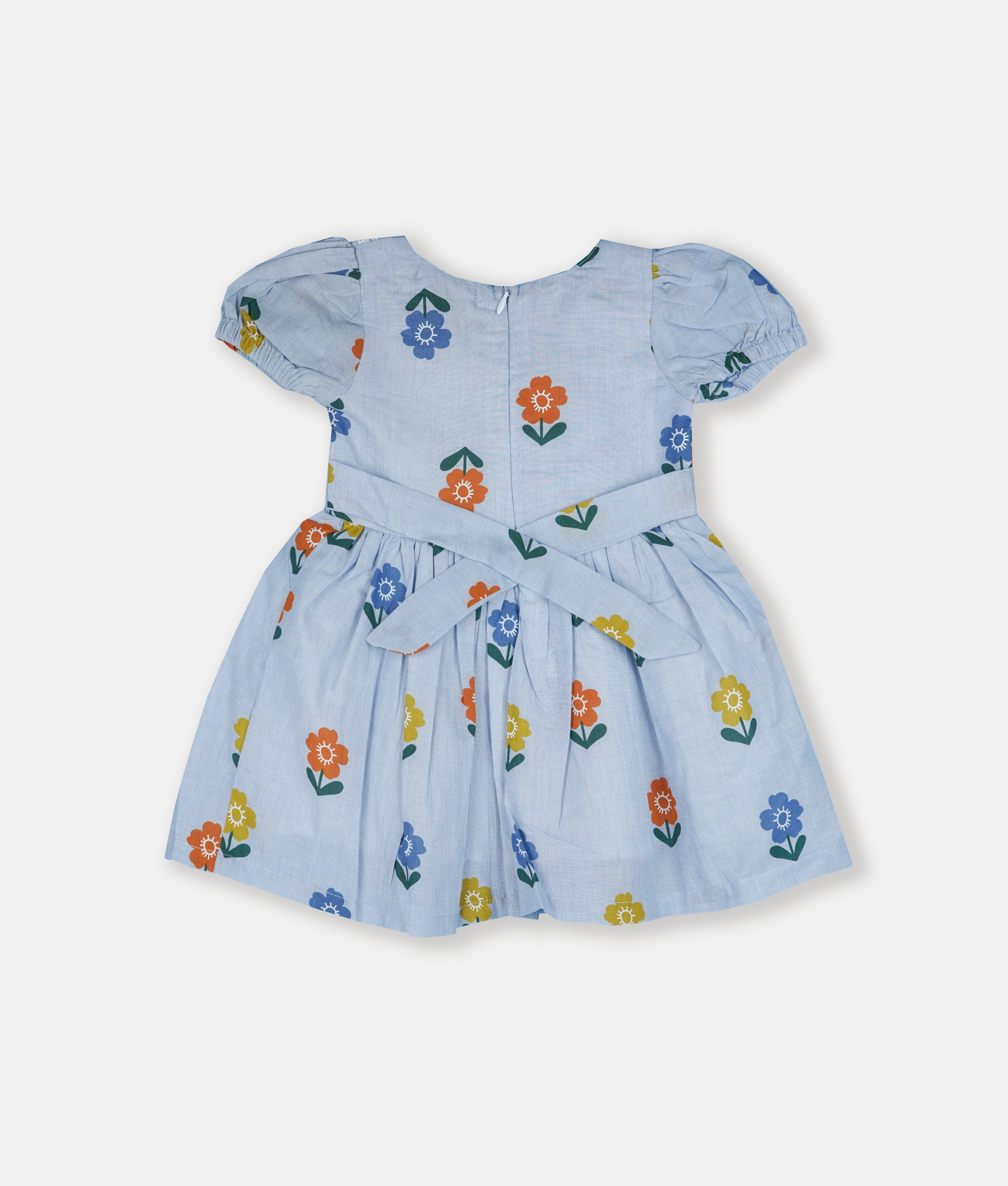 Elegant Smockers LK | Blue Stunning Flower Garden Girls Dress | Sri Lanka