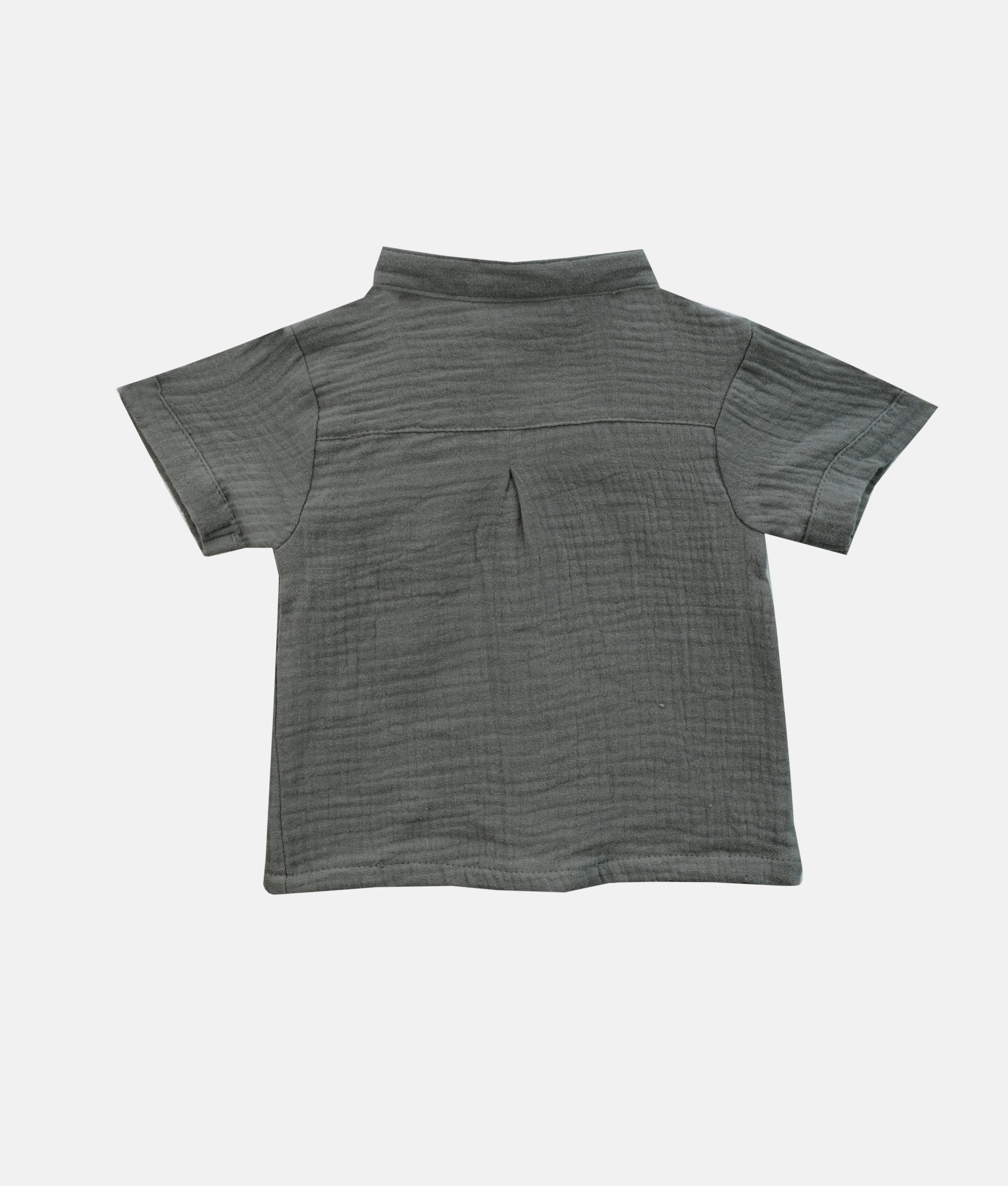 Elegant Smockers LK | Boys Muslin Shirt - Sage - 6-9 Months | Sri Lanka