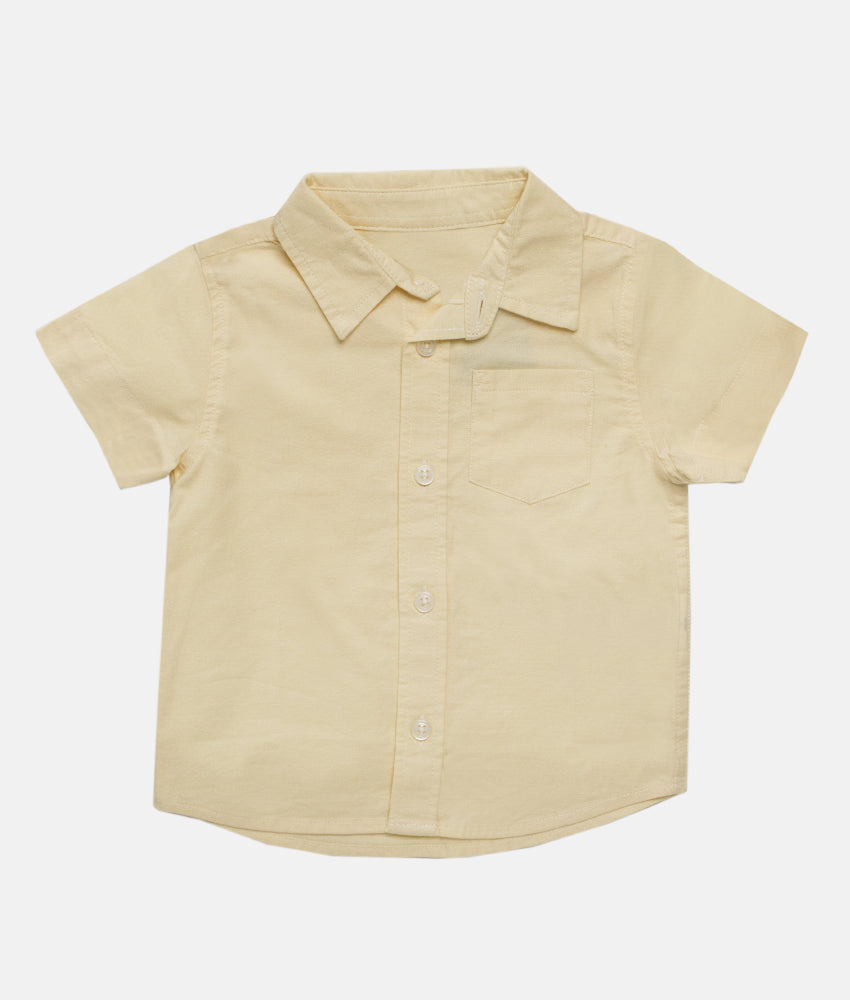 Elegant Smockers LK | Boys Short Sleeve Formal Collar Shirt - Light Yellow - 9-12 Months | Sri Lanka
