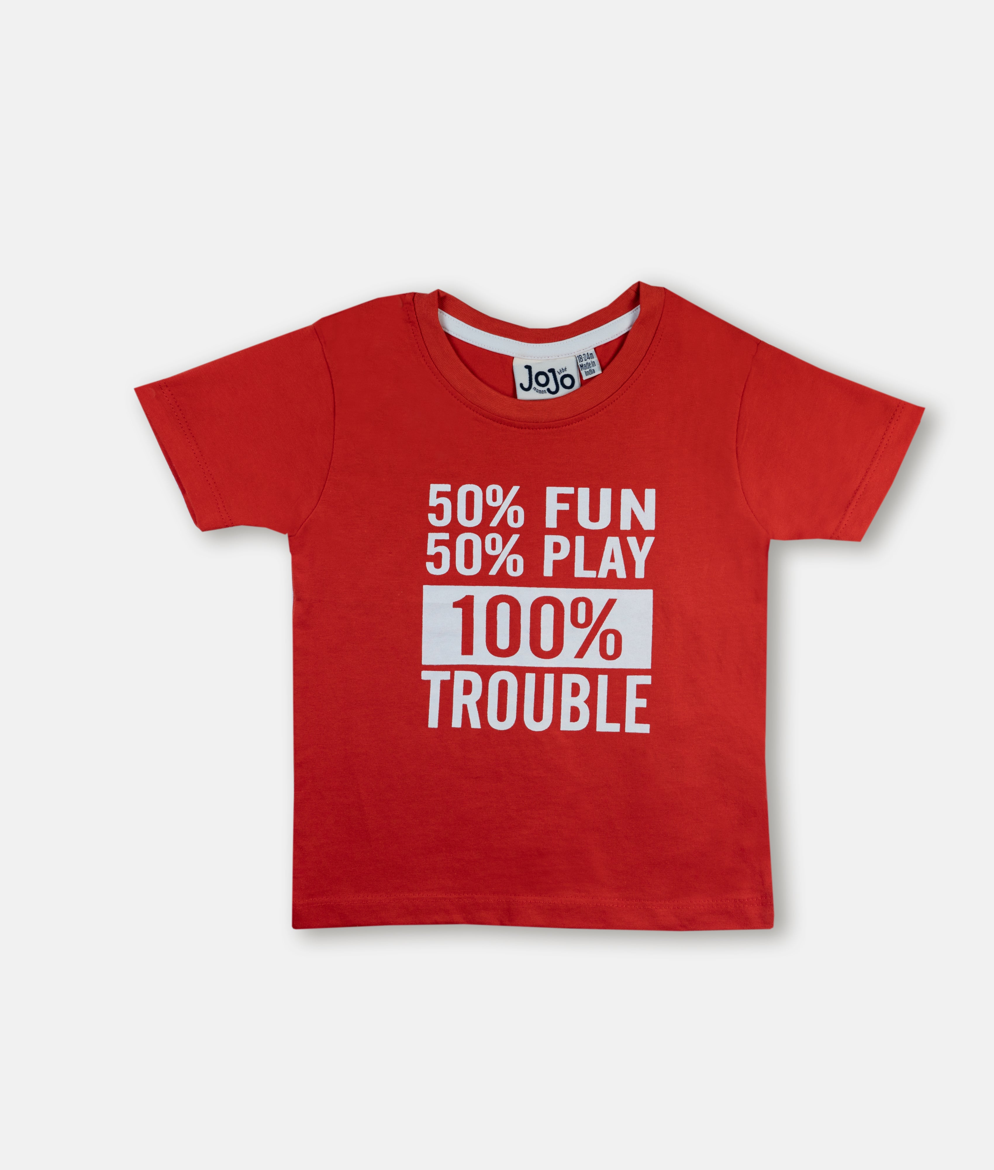 Elegant Smockers LK | Boys T-shirt - Red 100% Trouble | Sri Lanka