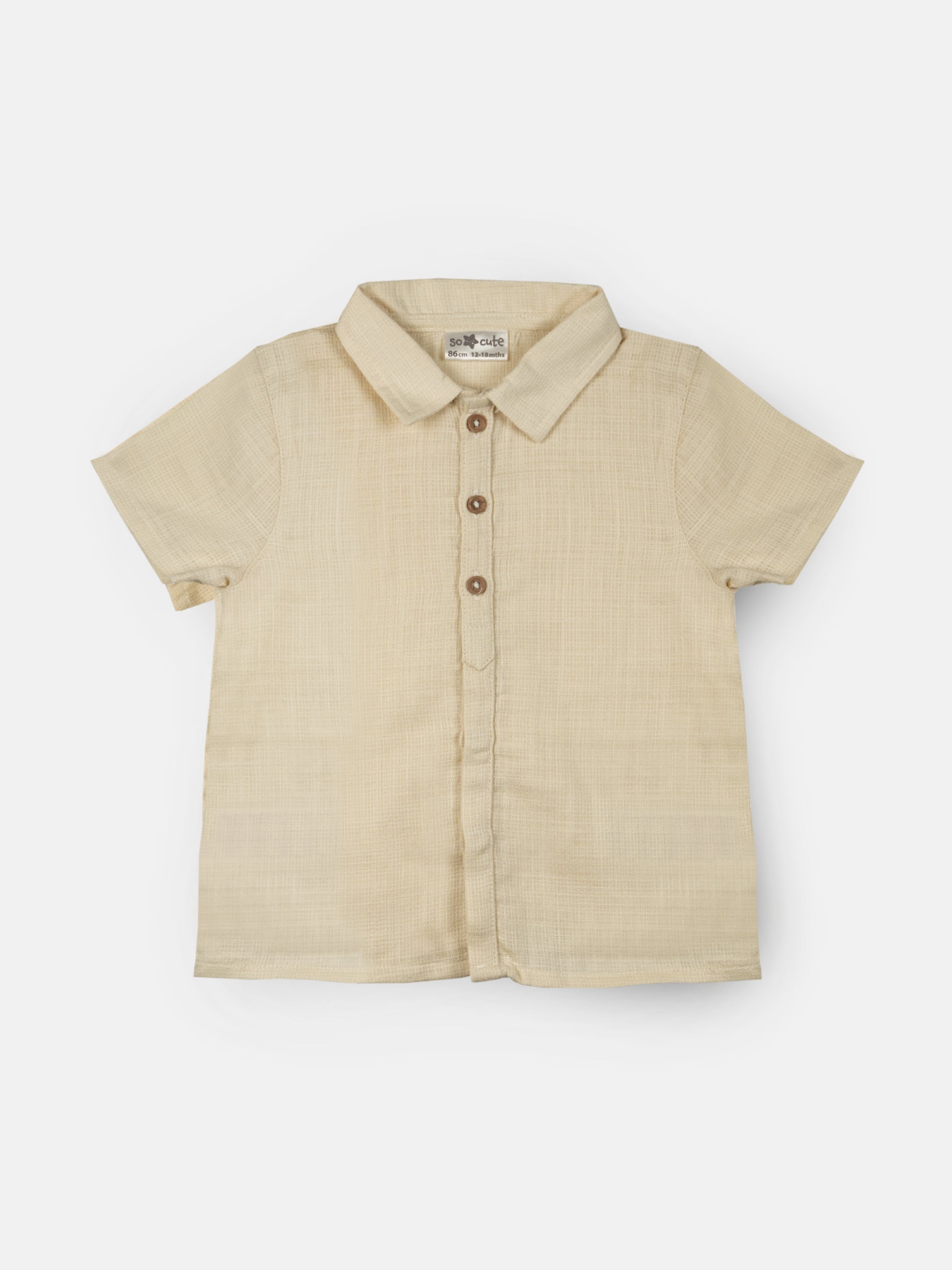 Elegant Smockers LK | Boys Waffle Cotton Short Sleeve Shirt - Ivory | Sri Lanka