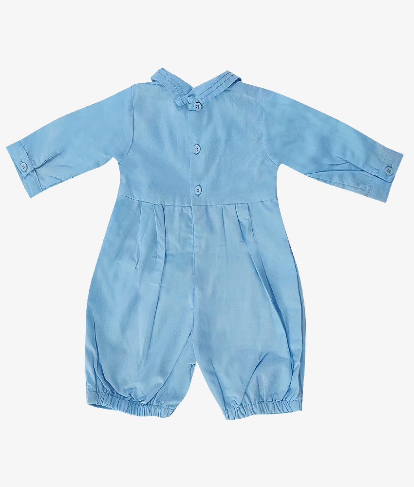 Elegant Smockers LK | Christening Baby Romper - Blue (Pre-Order) | Sri Lanka
