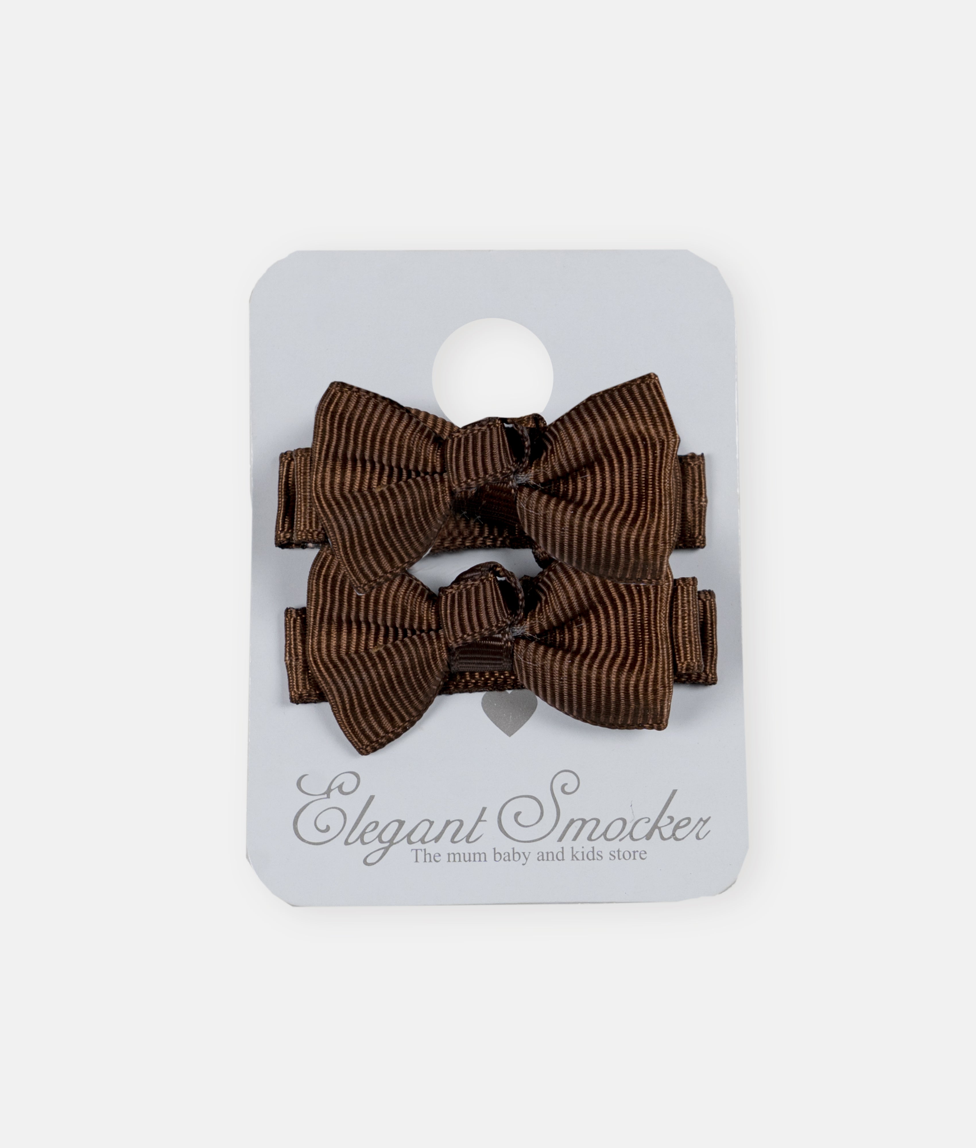 Elegant Smockers LK | Girls' 2pcs Bow Hair Clips - Chocolate Brown | Sri Lanka