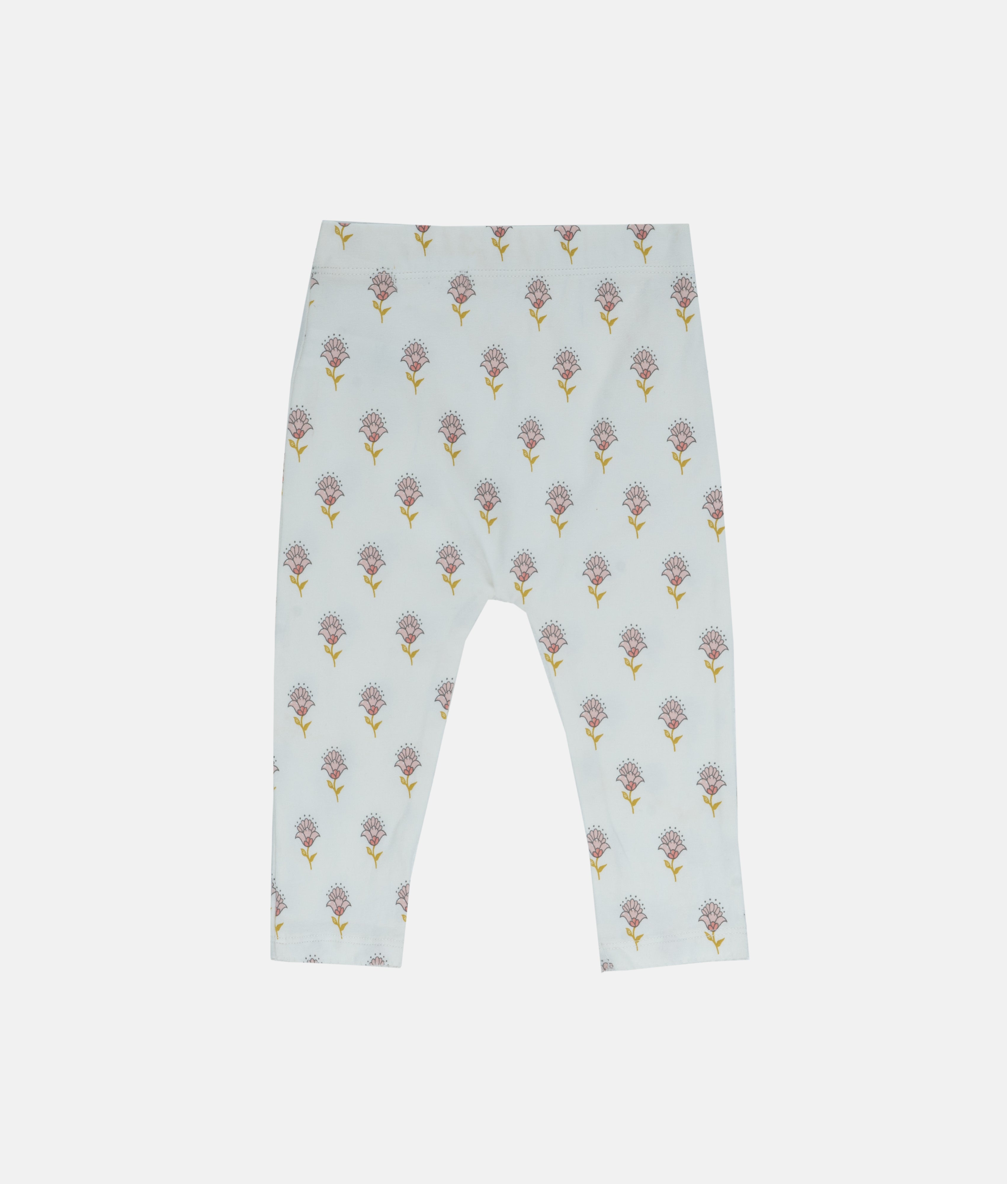 Elegant Smockers LK | Girls Ivory Beige Floral Print Leggings | Sri Lanka