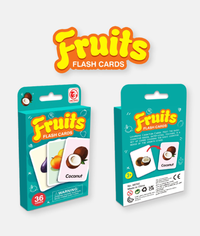 Elegant Smockers LK | Kids Fruits Learning Flash Card Set - 36 Cards | Sri Lanka