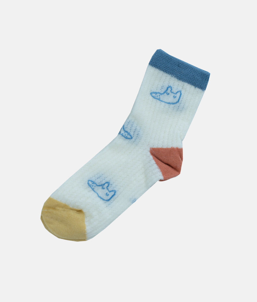 Elegant Smockers LK | Kids Socks Pairs - Blue & Yellow Cats | Sri Lanka