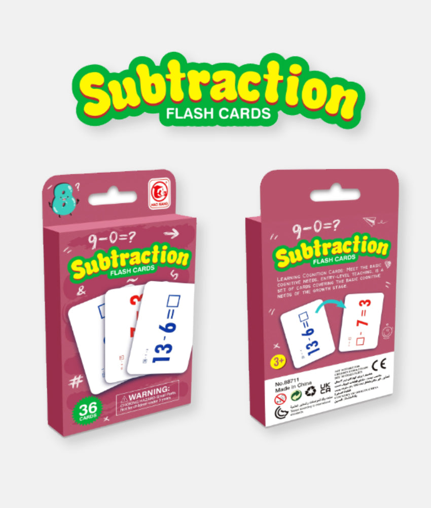 Elegant Smockers LK | Kids Subtraction Learning Flash Card Set - 36 Cards | Sri Lanka
