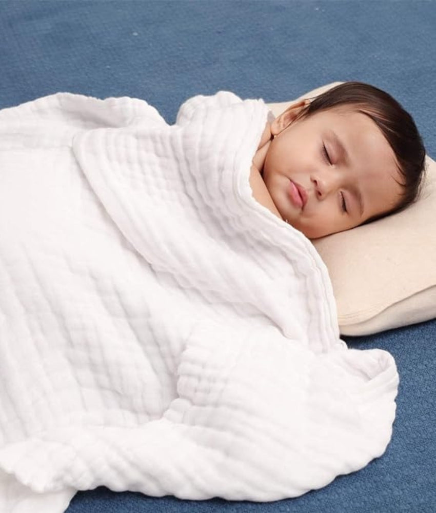 Elegant Smockers LK | Muslin Cotton 6 Layered Blanket - Ivory | Sri Lanka