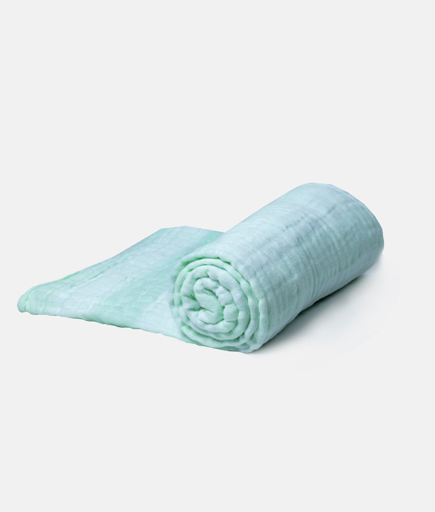 Elegant Smockers LK | Muslin Cotton 6 Layered Blanket - White Mint Green Stripes | Sri Lanka