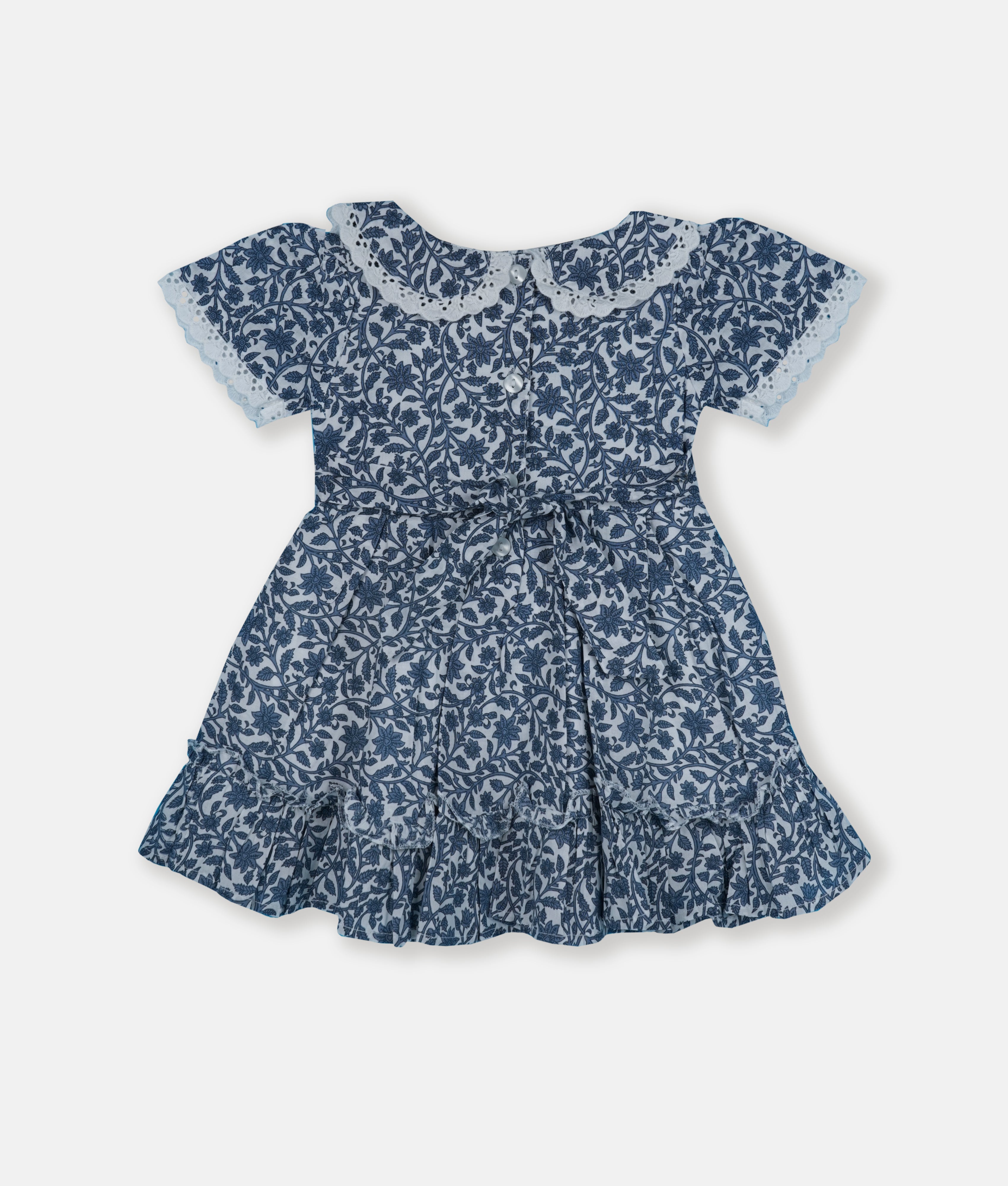 Elegant Smockers LK | Navy Blue Floral Flower Clipart Girls Dress | Sri Lanka