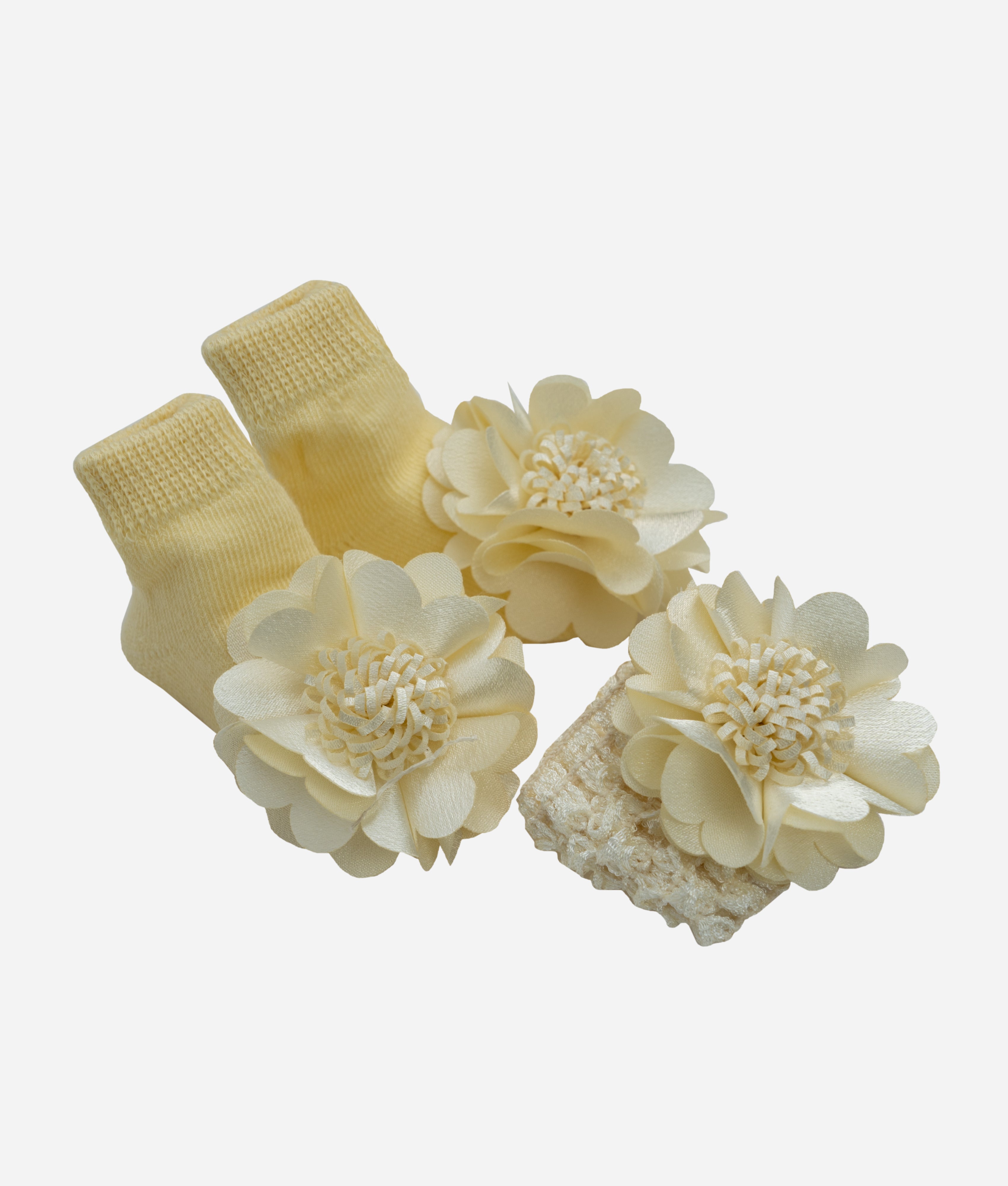 Elegant Smockers LK | Party Princess Baby Socks and Hair Band Set - Yellow | Sri Lanka