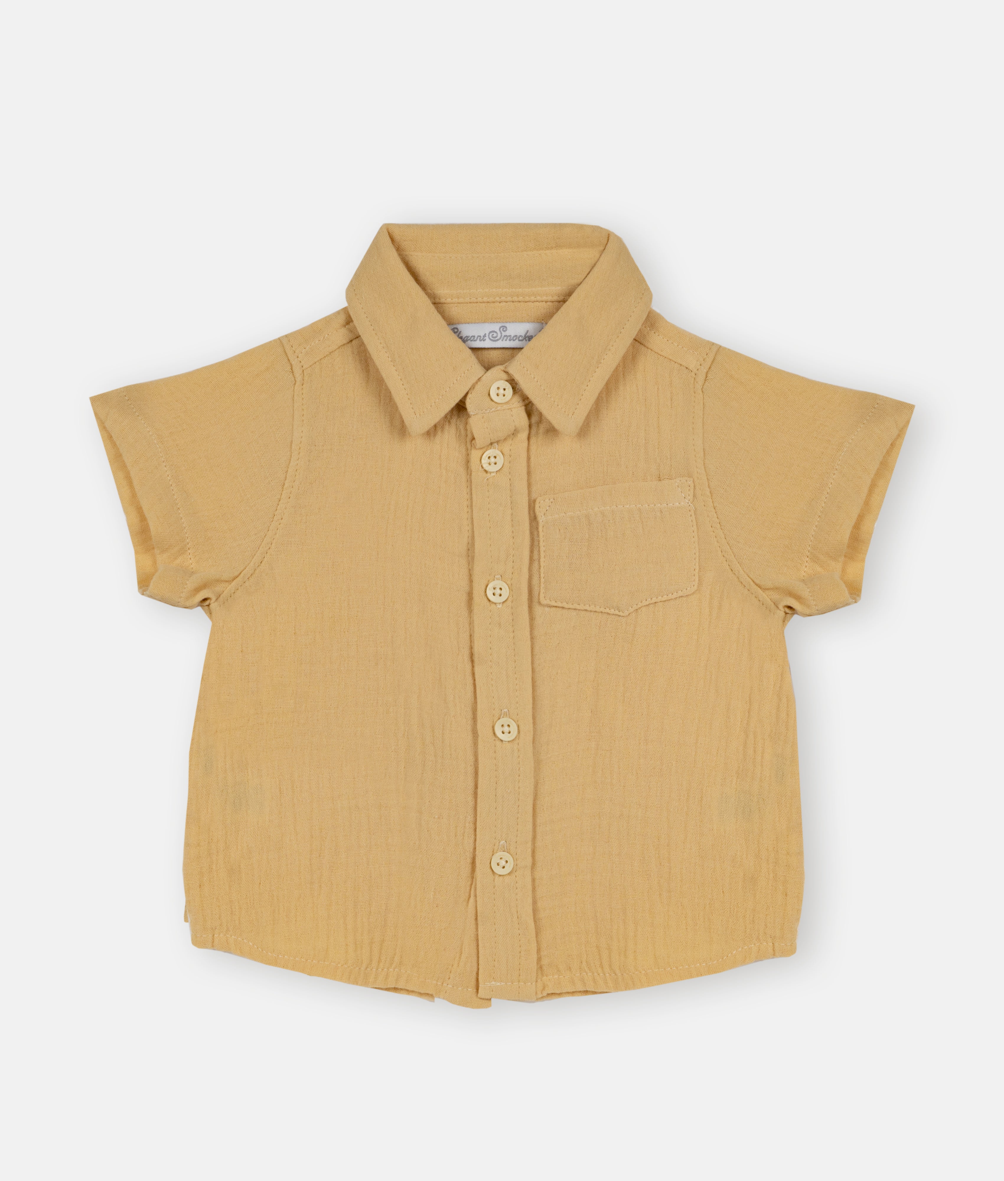 Elegant Smockers LK | Pastel Yellow Muslin Boys Shirt | Sri Lanka