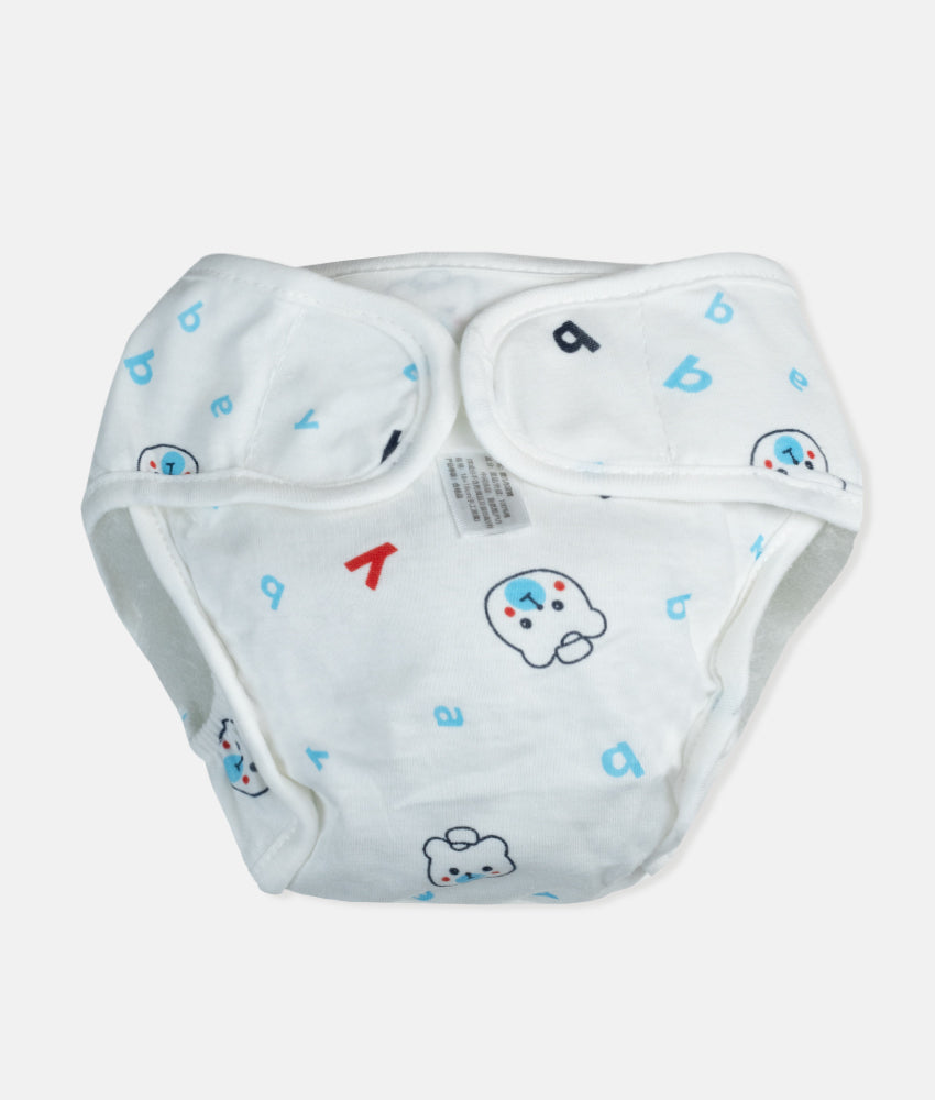 Elegant Smockers LK | Reusable Baby Nappy Wrap - Blue Teddy Print | Sri Lanka