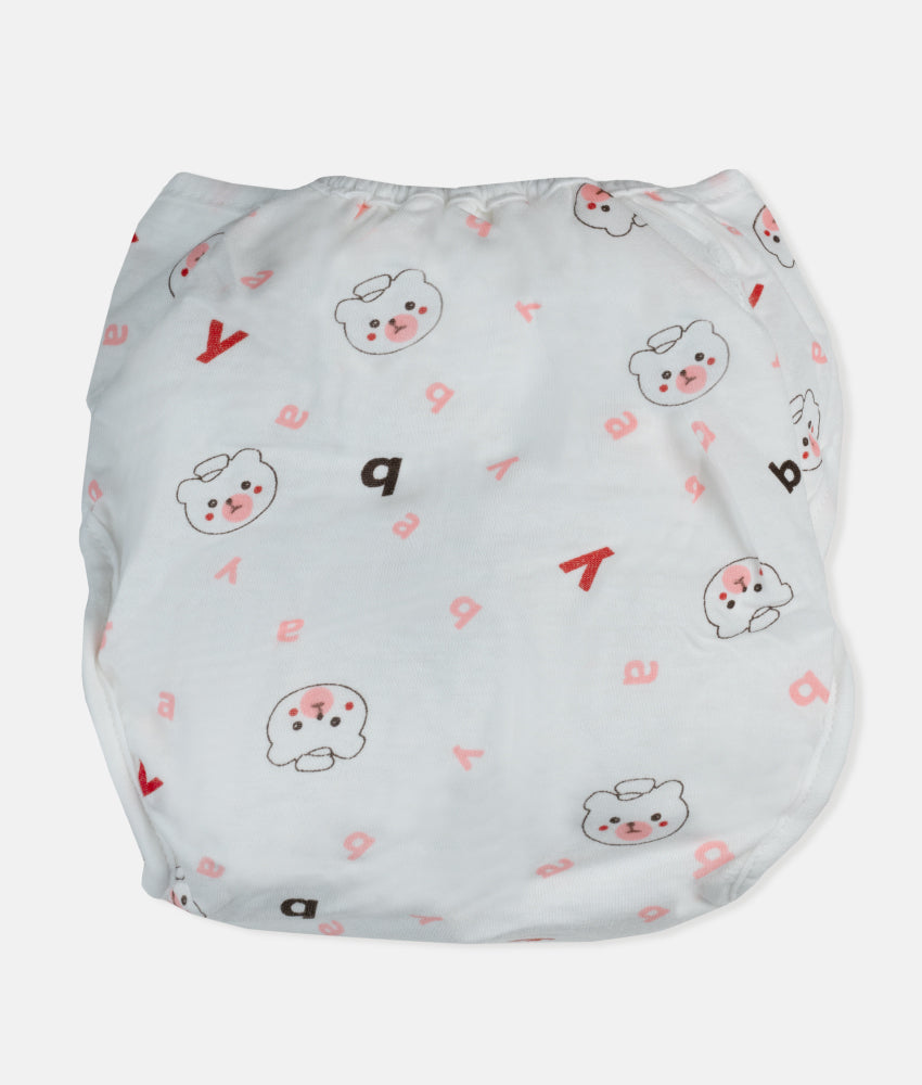Elegant Smockers LK | Reusable Baby Nappy Wrap - Pink Teddy Print | Sri Lanka