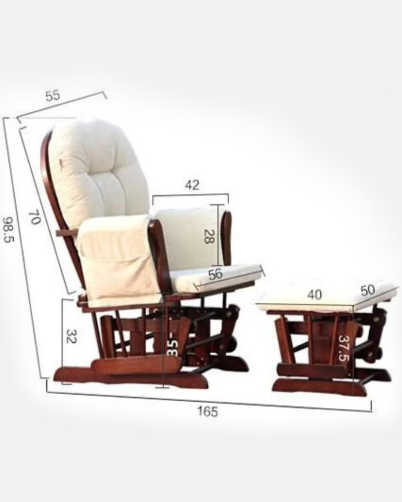 Elegant Smockers LK | Gliding nursing Chair and Footstool - Natural Beige | Sri Lanka