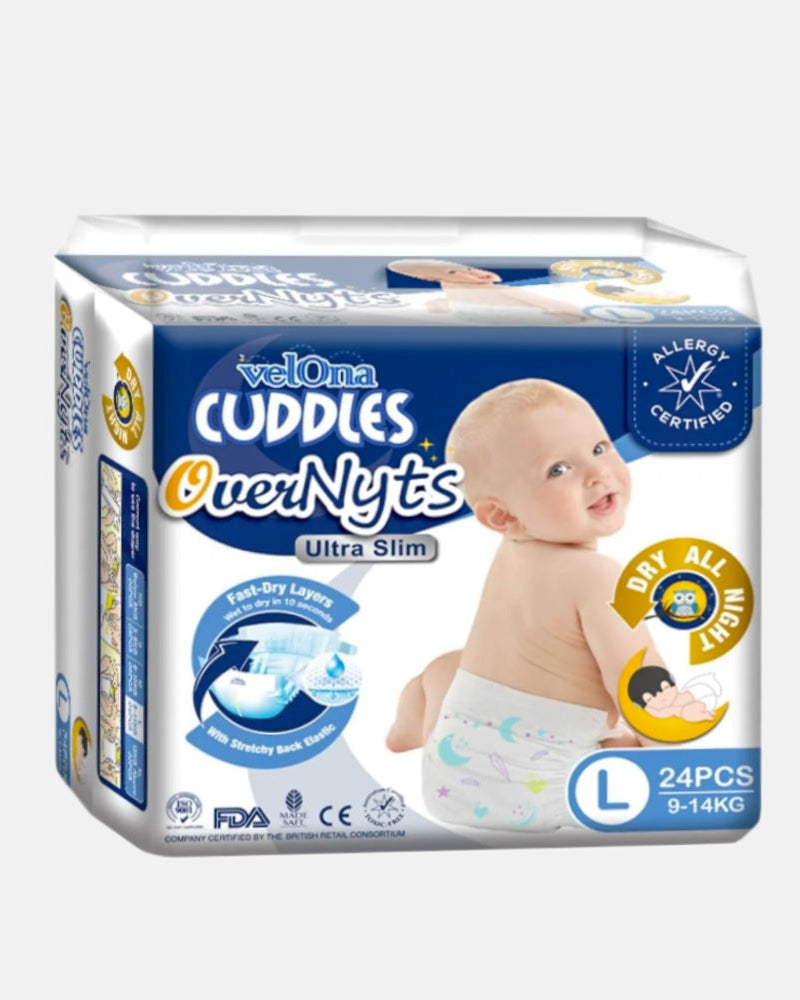 Elegant Smockers LK | Velona Cuddles OverNyts Baby Diapers - Large -24Pcs | Sri Lanka