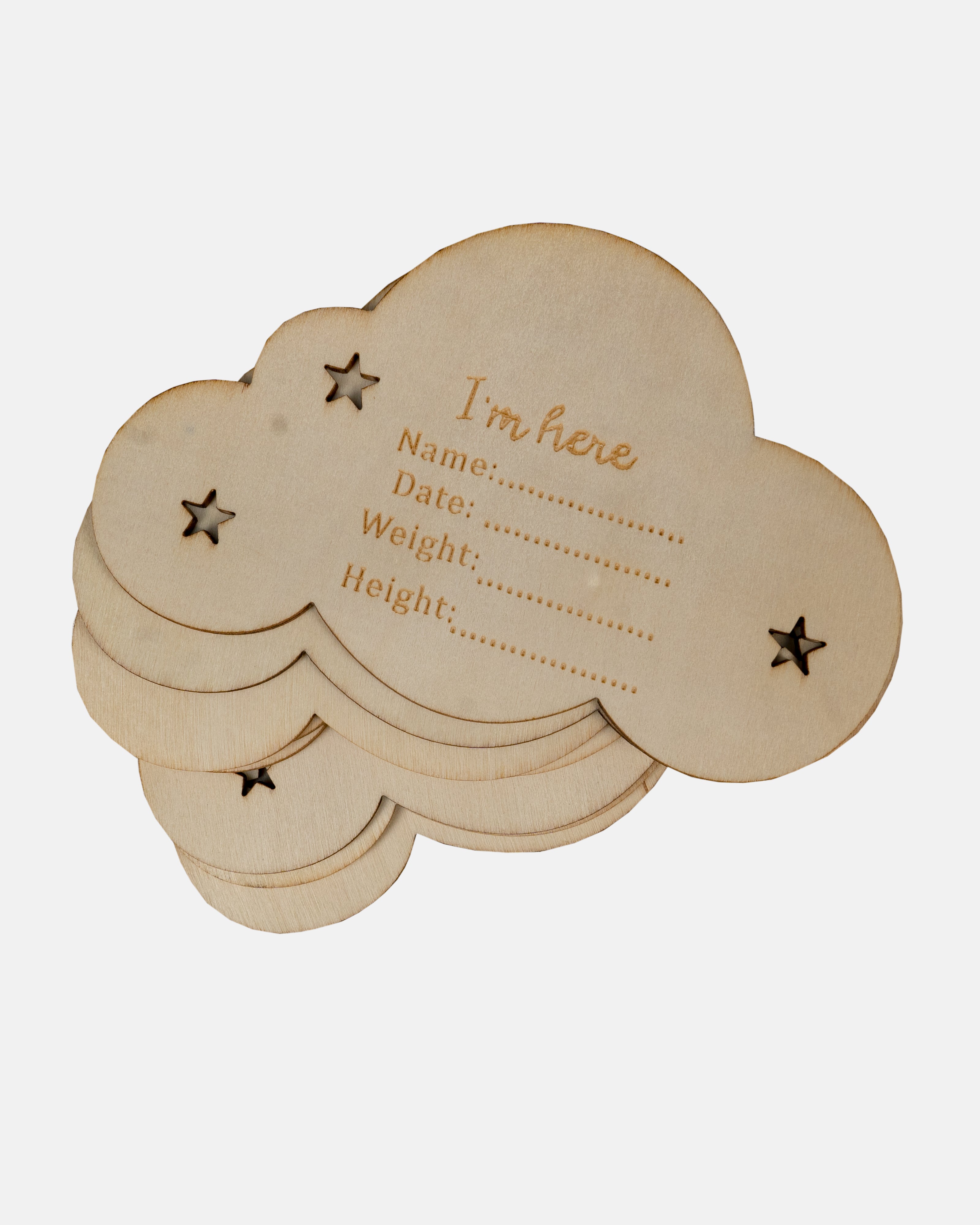 Elegant Smockers LK | Wooden Baby Cloud Month Milestone Plaques Set | Sri Lanka
