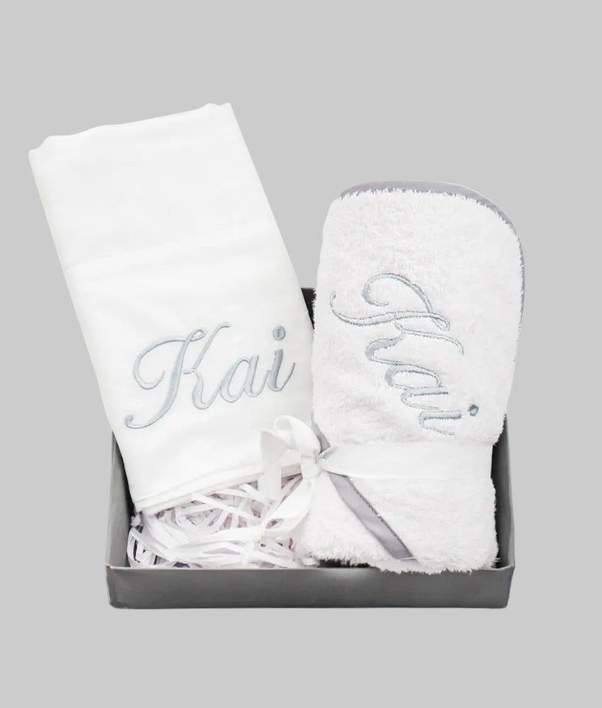 Elegant Smockers LK | Personalised Towel Gift Set - Grey | Sri Lanka
