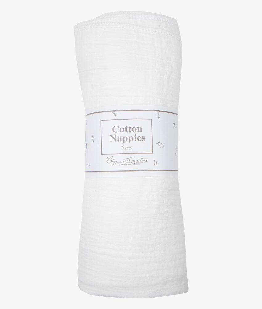 Elegant Smockers LK | Baby Cotton Nappies 20x20 - White | Sri Lanka