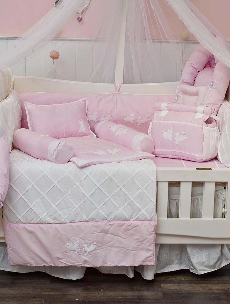 Elegant Smockers LK | Baby Cot Bumpers – Pink Rabbit Theme | Sri Lanka
