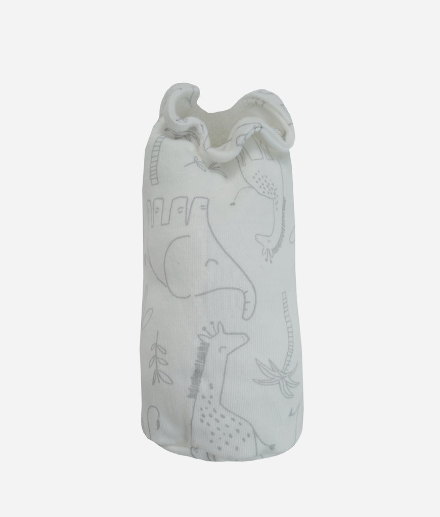 Elegant Smockers LK | Baby Bottle Cover - Grey & White Animal Print | Sri Lanka 