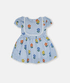 Elegant Smockers LK | Blue Stunning Flower Garden Girls Dress | Sri Lanka 