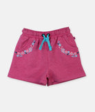 Elegant Smockers LK | Girls Sweat Shorts - Hot Pink with Floral Details | Sri Lanka 