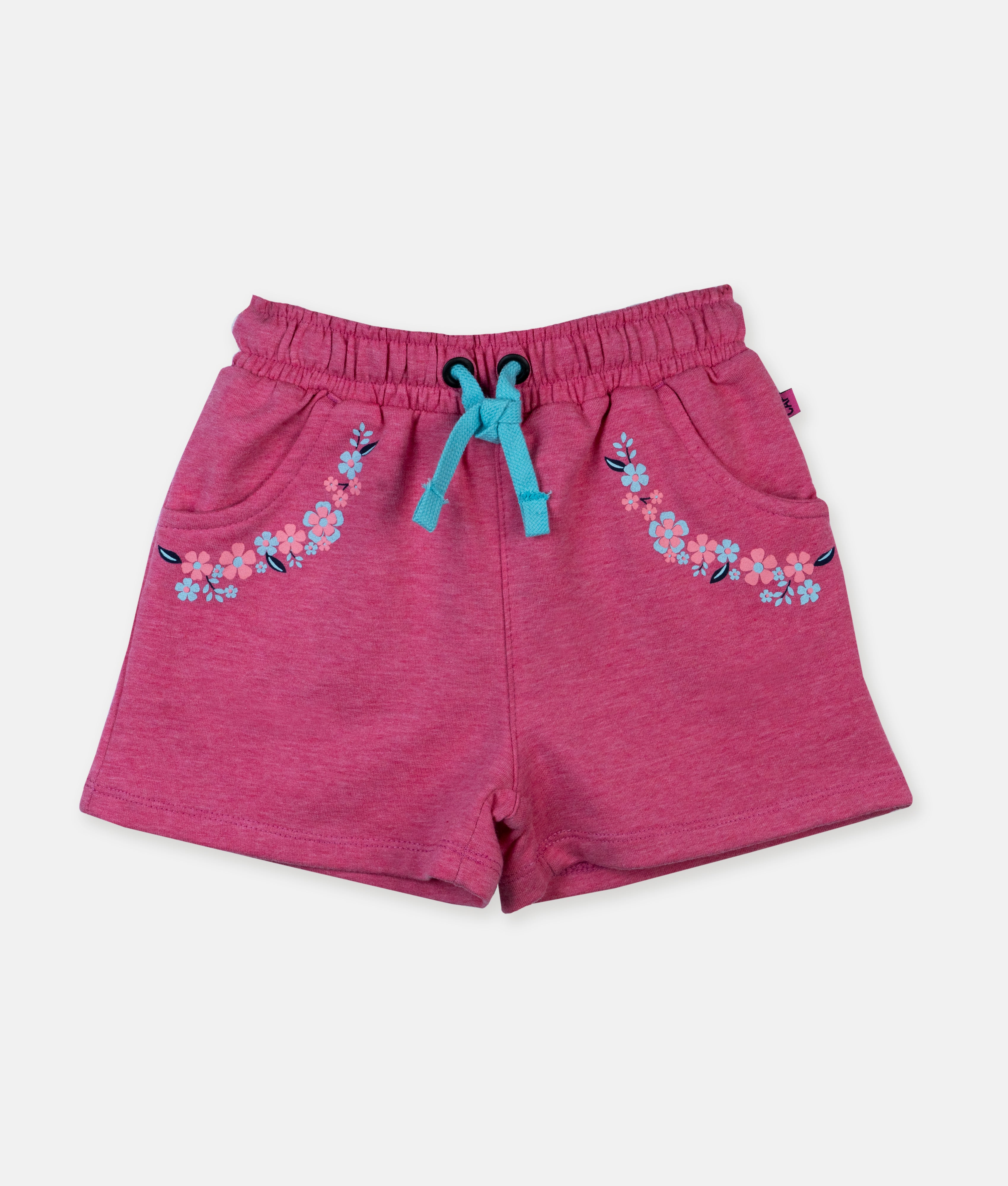 Elegant Smockers LK | Girls Sweat Shorts - Hot Pink with Floral Details | Sri Lanka 