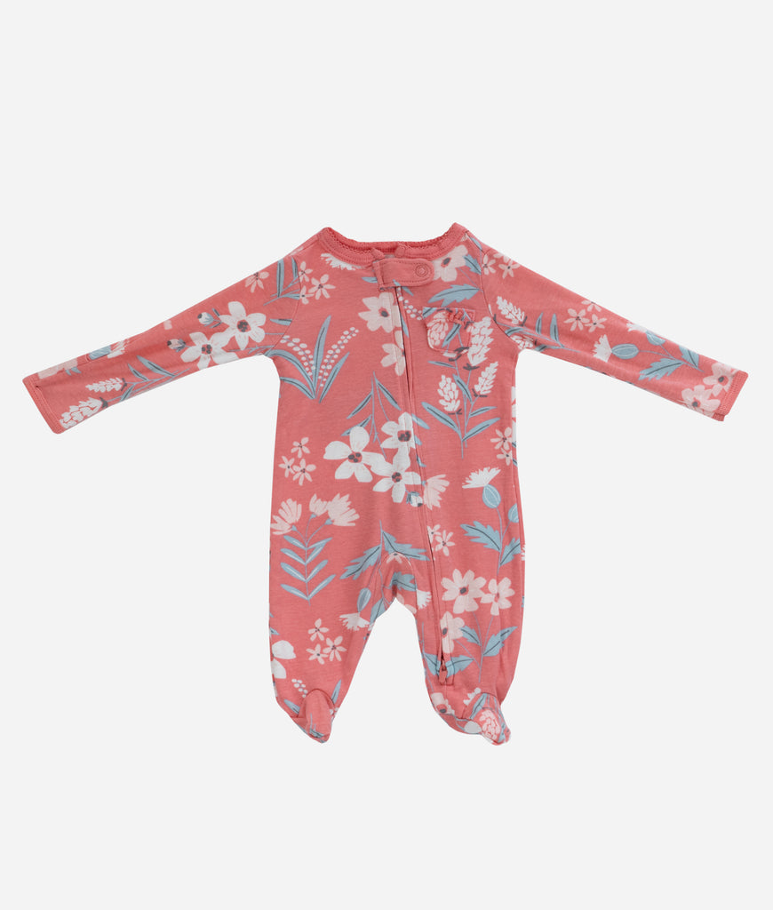 Elegant Smockers LK | Baby Sleep Suits - Hot Pink Floral | Sri Lanka 