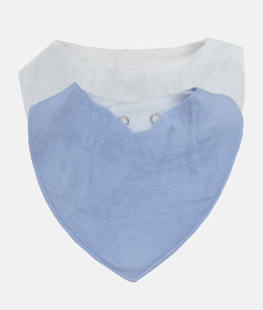 Elegant Smockers LK | Baby Bandana Bib 2Pcs - Pale Blue & White | Sri Lanka 