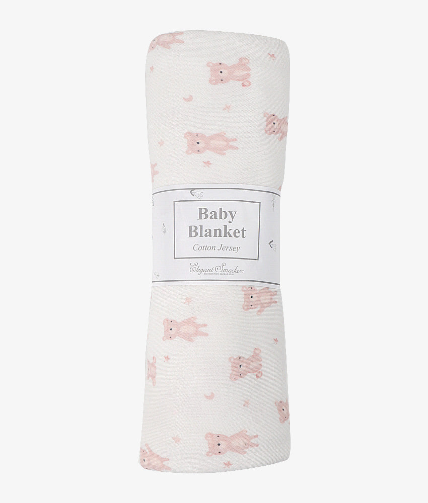 Elegant Smockers LK | Baby Blanket  - Pink Bear Print - 36"x 36" | Sri Lanka 