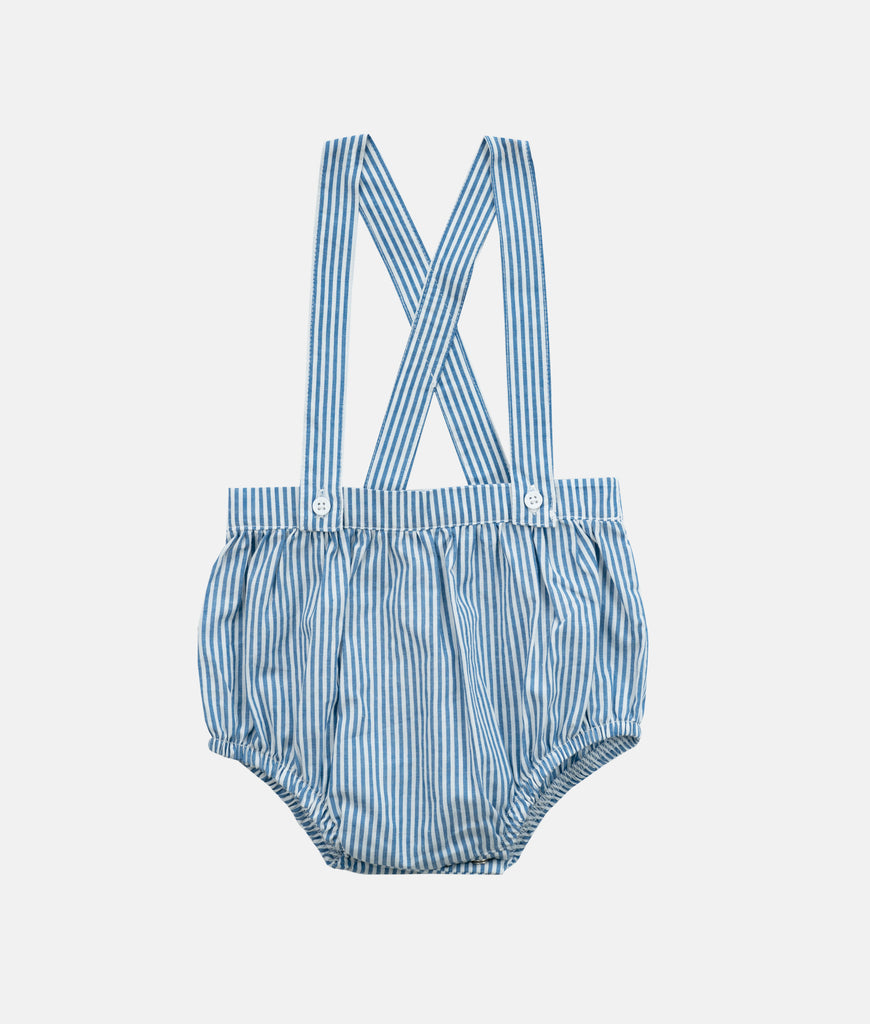 Elegant Smockers LK | Baby Bloomers with Straps - Blue & White Stripes | Sri Lanka 