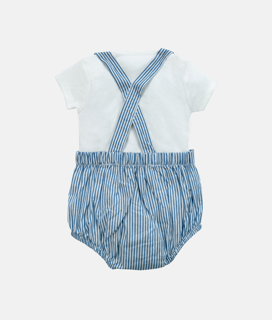 Elegant Smockers LK | Baby Bloomers with Straps - Blue & White Stripes | Sri Lanka 