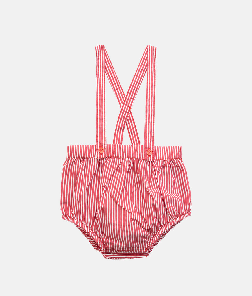 Elegant Smockers LK | Baby Bloomers with Straps- Red Pinstripes | Sri Lanka 