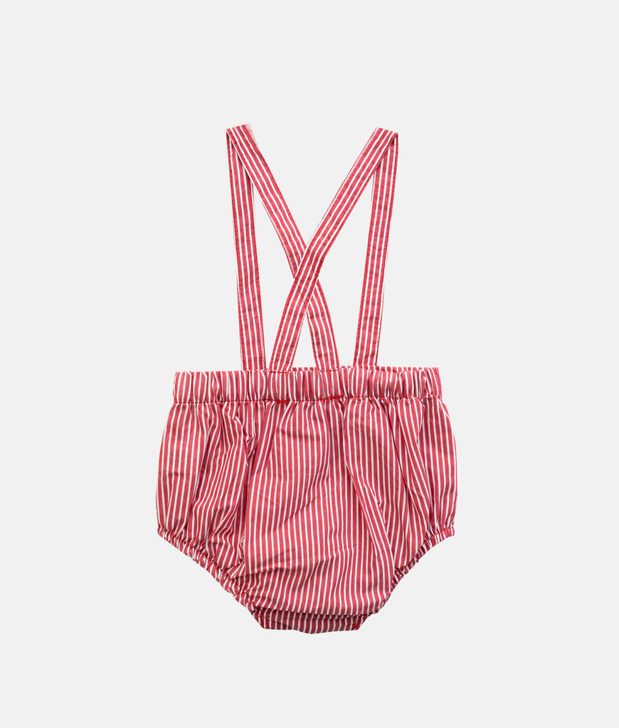 Elegant Smockers LK | Baby Bloomers with Straps- Red Pinstripes | Sri Lanka 