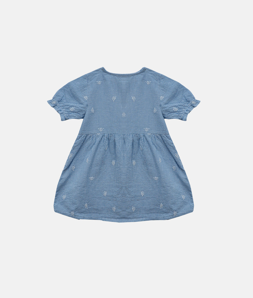 Elegant Smockers LK | Baby Blue Check Embroidery Dress | Sri Lanka 