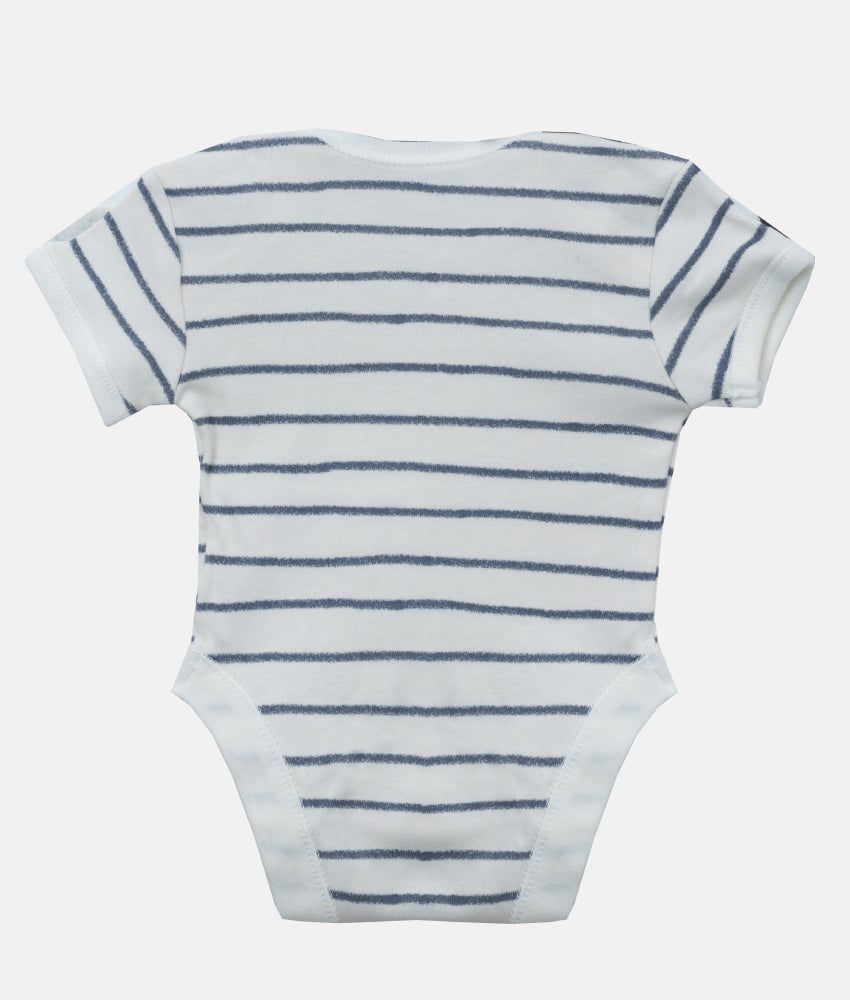 Elegant Smockers LK | Baby Bodysuit - Ivory Sage Blue Stripes | Sri Lanka 