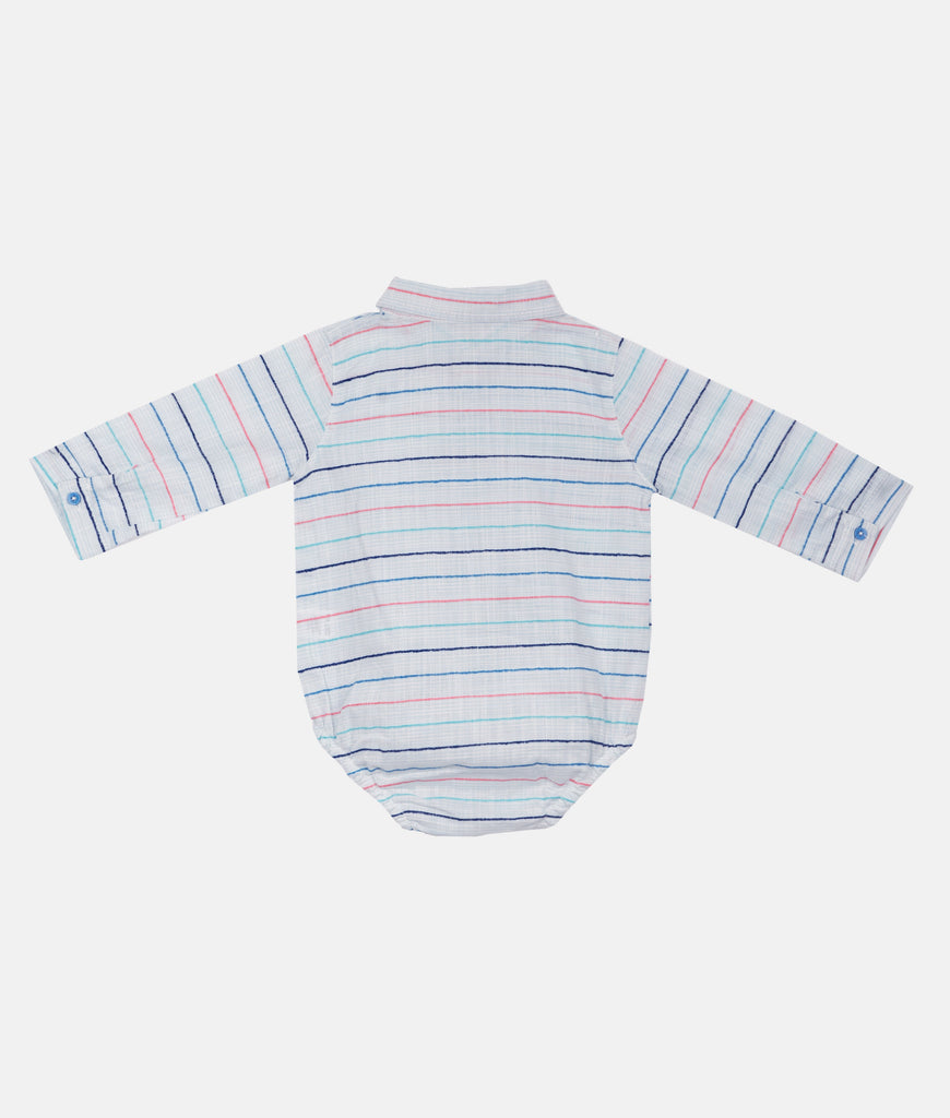 Elegant Smockers LK | Baby Boy Blue Striped Long Sleeved Romper | Sri Lanka 